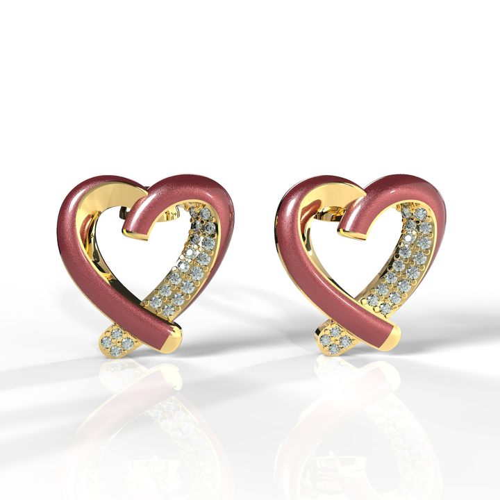 Trendy Heart Shape Partywear Stud Earrings, Hallmarked 925 Sterling Silver