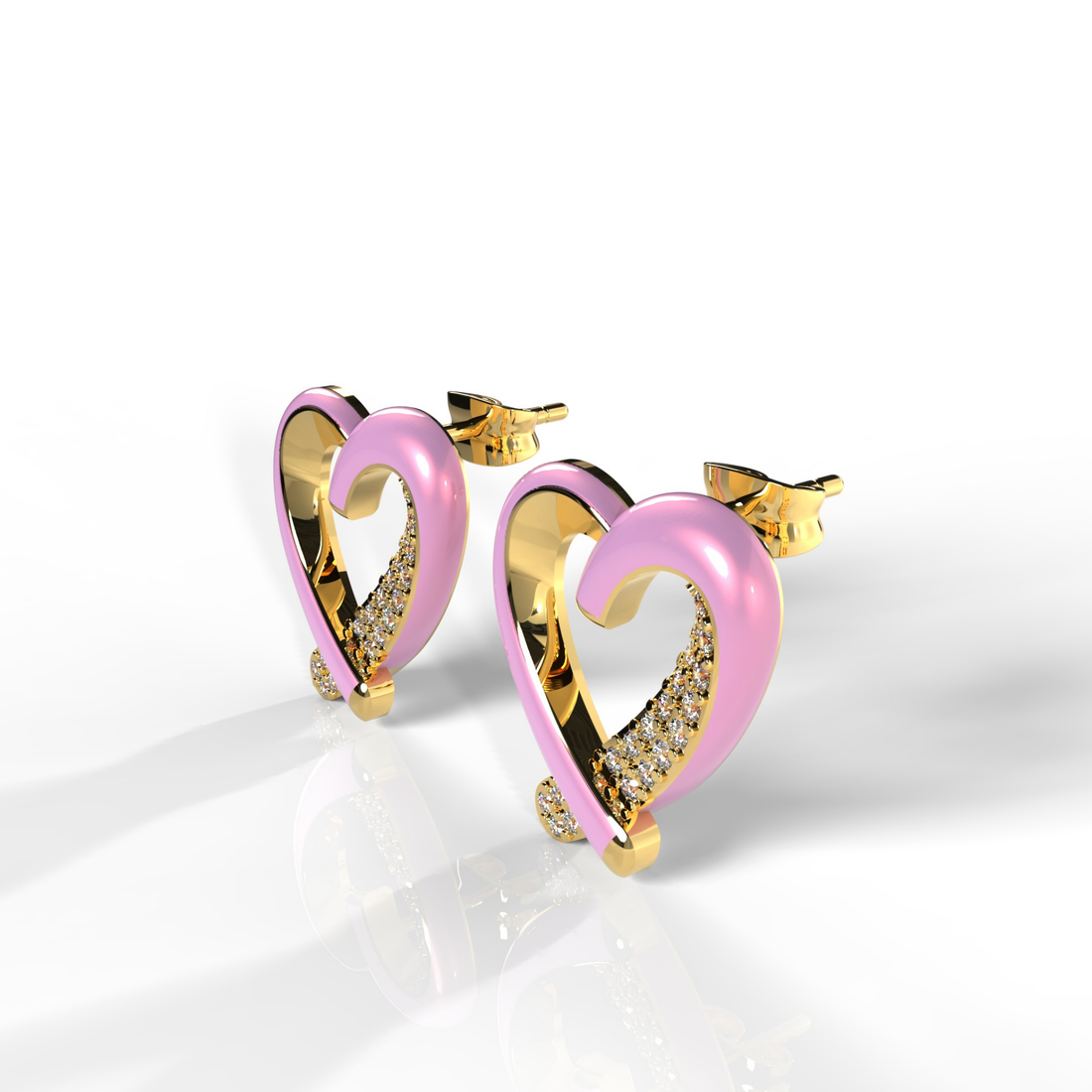 Trendy Heart Shape Partywear Stud Earrings, Hallmarked 925 Sterling Silver
