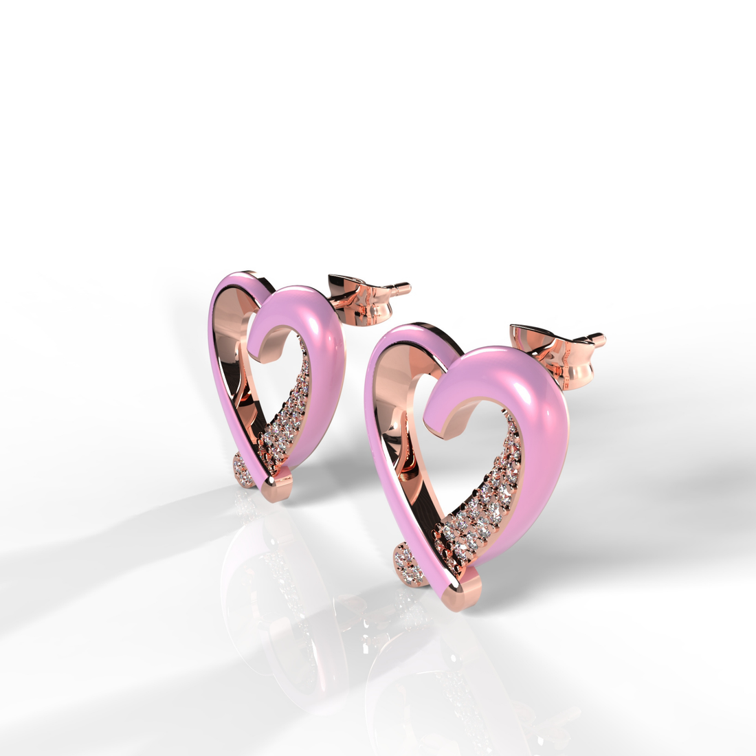 Trendy Heart Shape Partywear Stud Earrings, Hallmarked 925 Sterling Silver