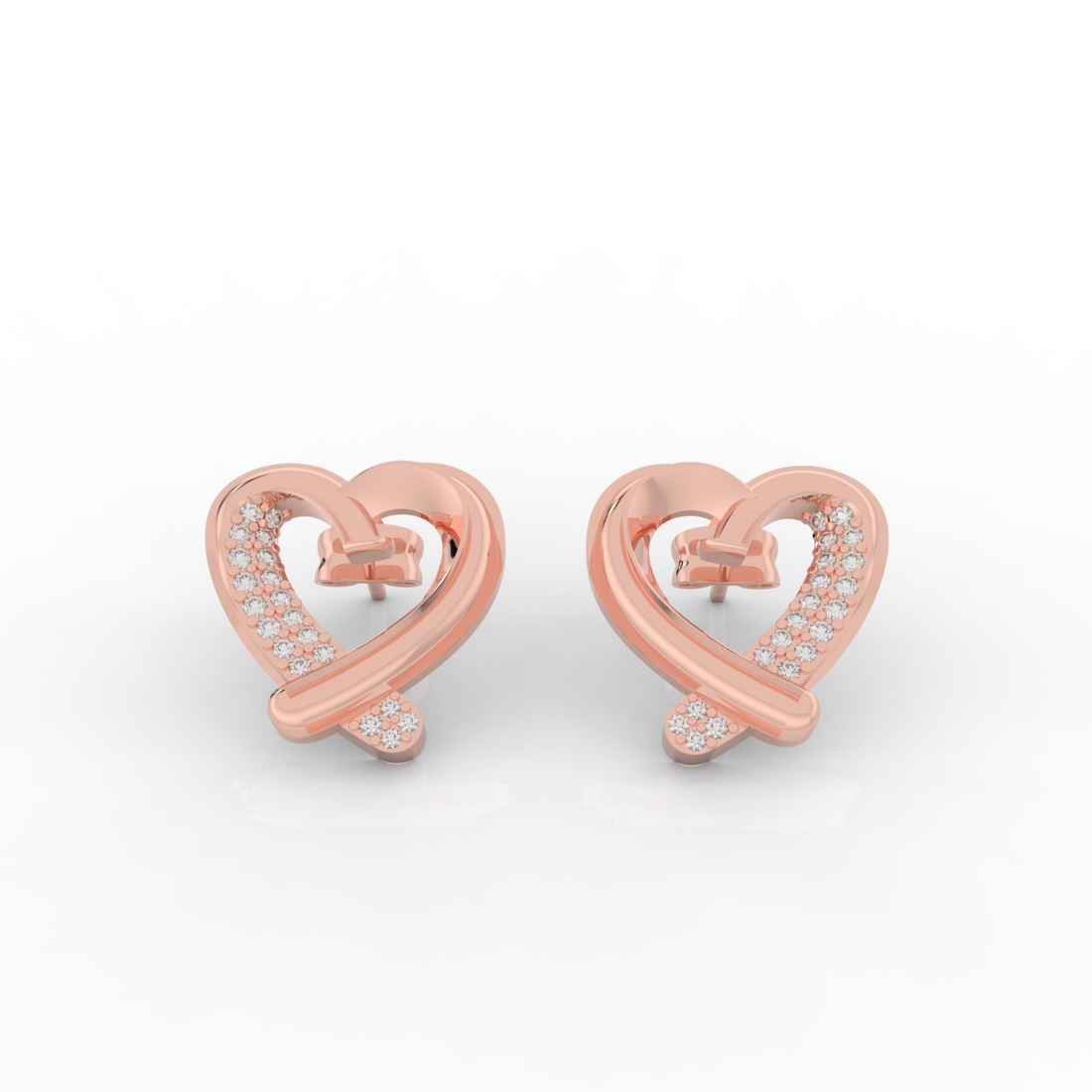 Trendy Heart Shape Partywear Stud Earrings, Hallmarked 925 Sterling Silver