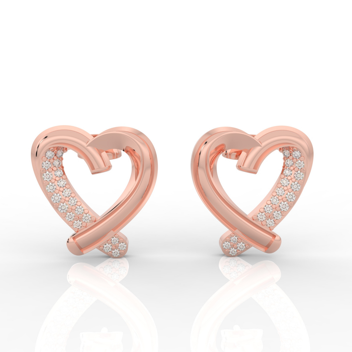 Trendy Heart Shape Partywear Stud Earrings, Hallmarked 925 Sterling Silver