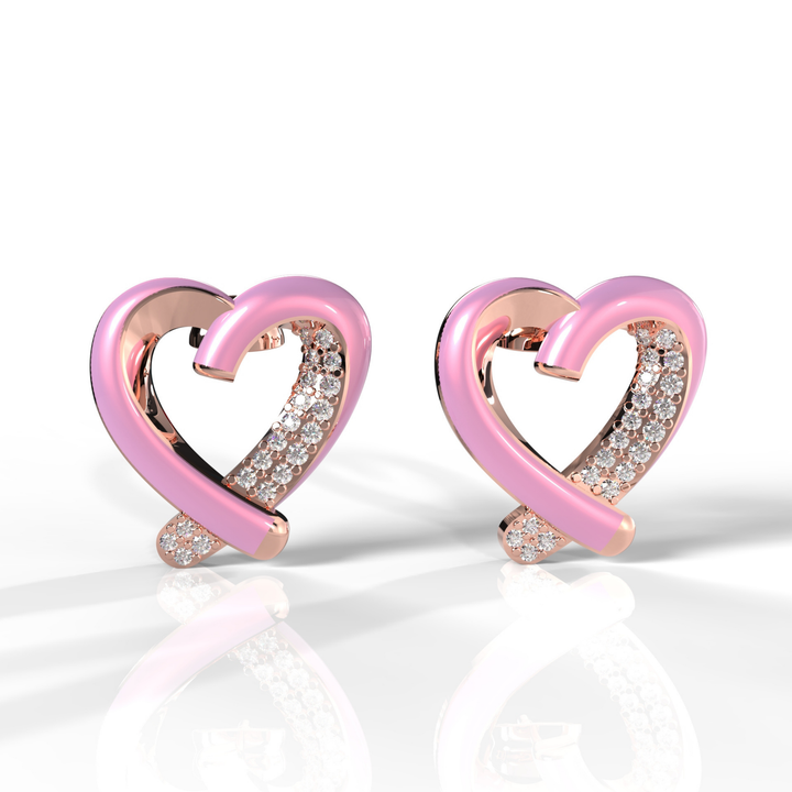 Trendy Heart Shape Partywear Stud Earrings, Hallmarked 925 Sterling Silver