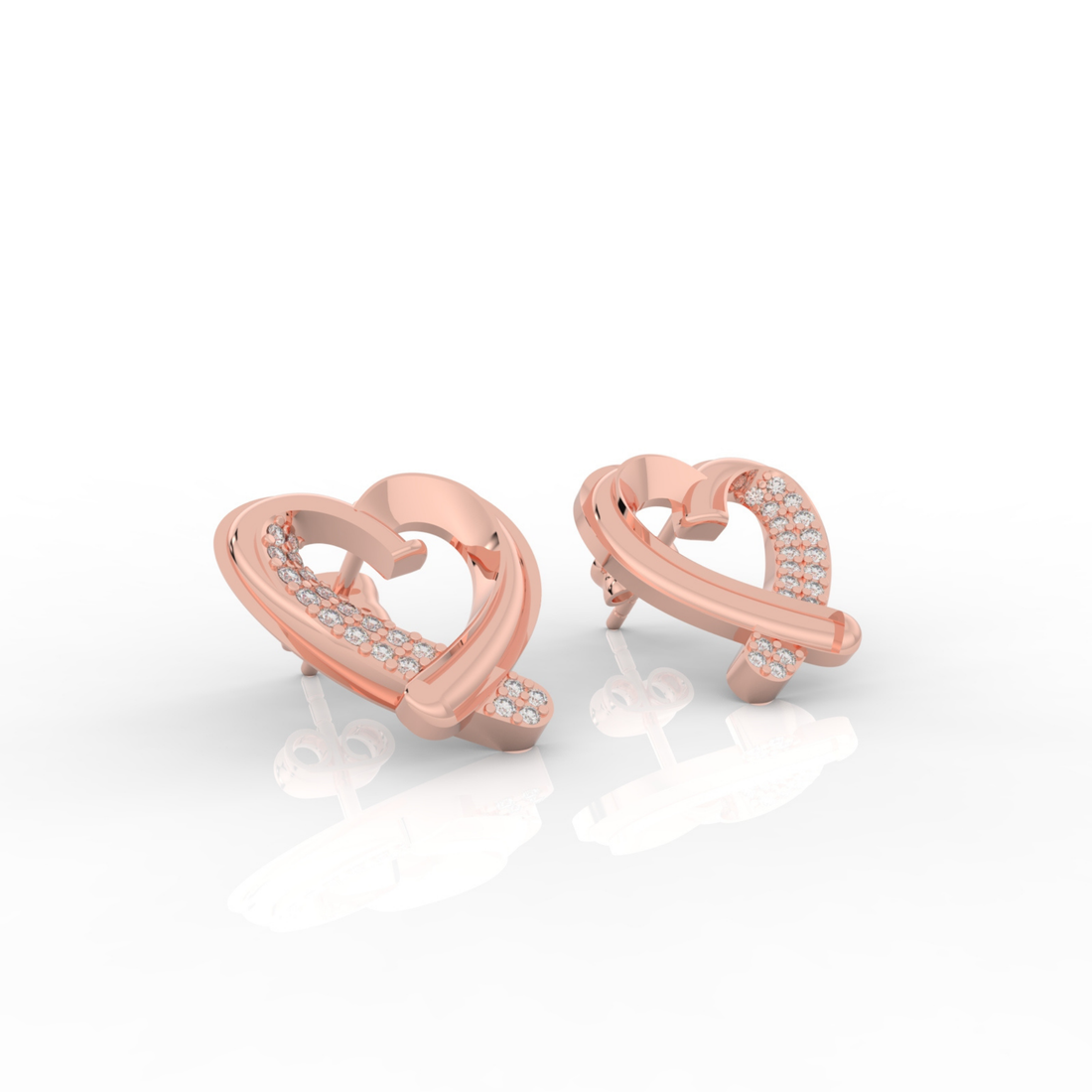 Trendy Heart Shape Partywear Stud Earrings, Hallmarked 925 Sterling Silver