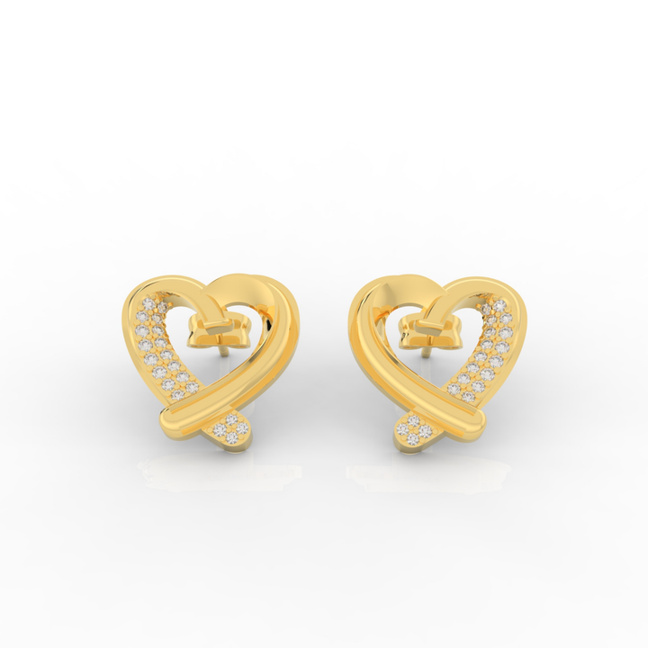 Trendy Heart Shape Partywear Stud Earrings, Hallmarked 925 Sterling Silver
