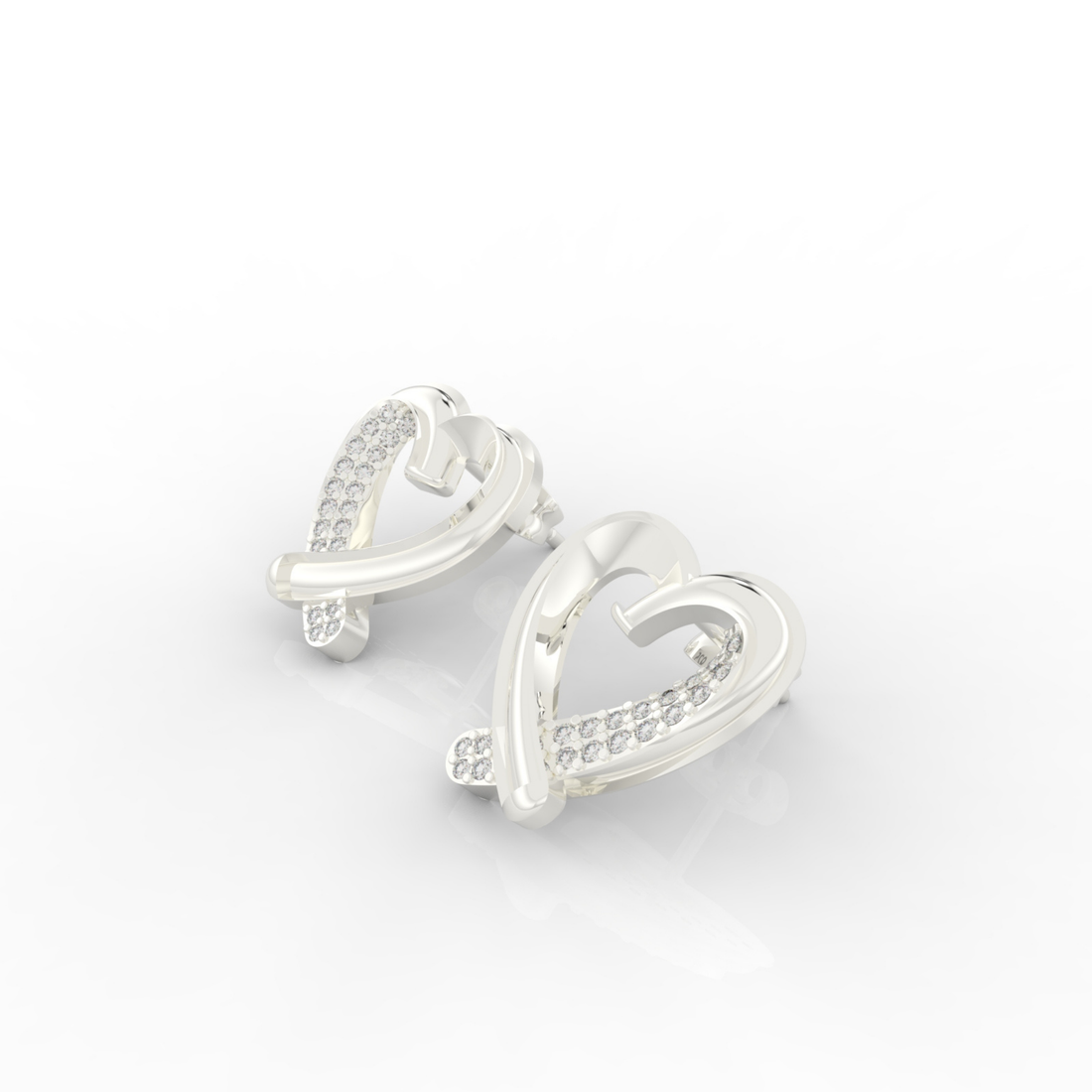 Trendy Heart Shape Partywear Stud Earrings, Hallmarked 925 Sterling Silver