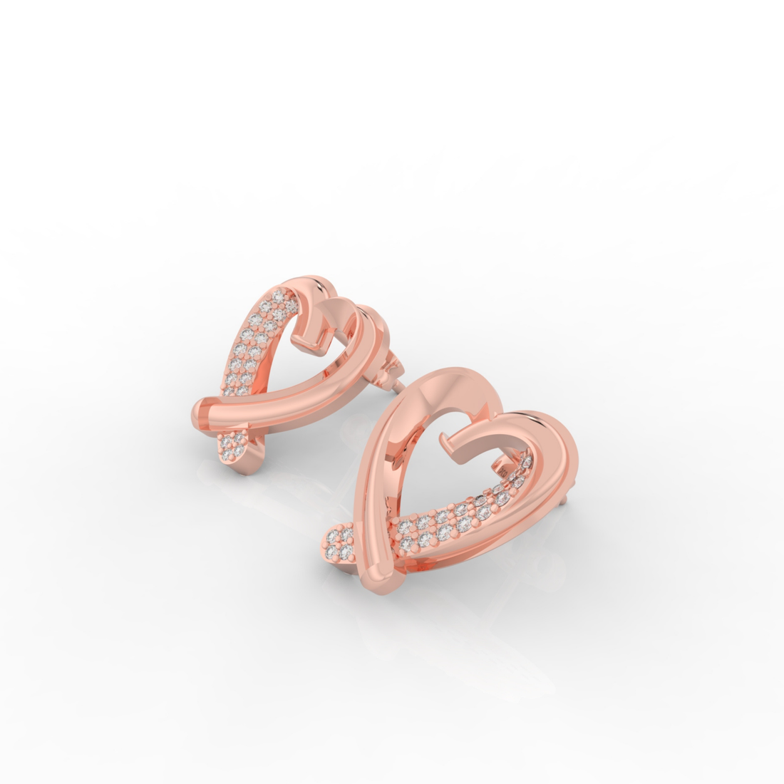 Trendy Heart Shape Partywear Stud Earrings, Hallmarked 925 Sterling Silver
