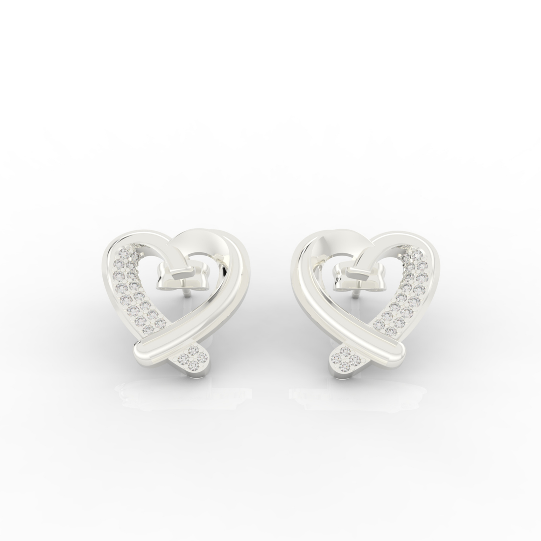Trendy Heart Shape Partywear Stud Earrings, Hallmarked 925 Sterling Silver