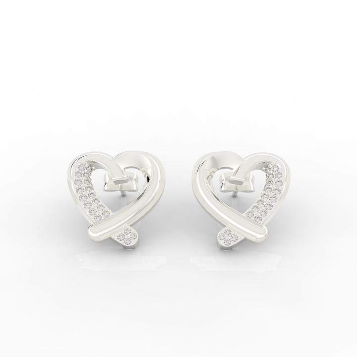 Trendy Heart Shape Partywear Stud Earrings, Hallmarked 925 Sterling Silver