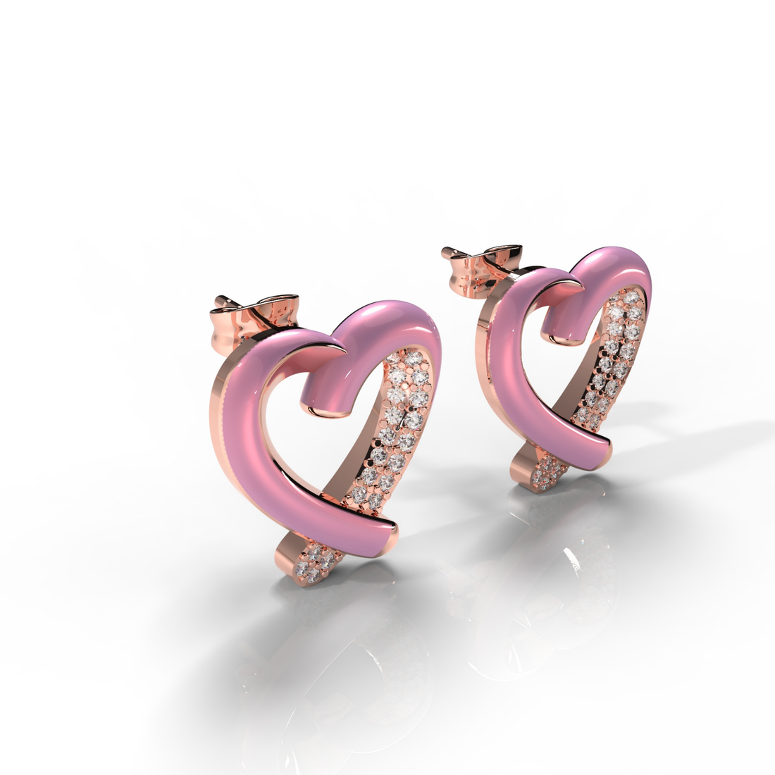 Trendy Heart Shape Partywear Stud Earrings, Hallmarked 925 Sterling Silver