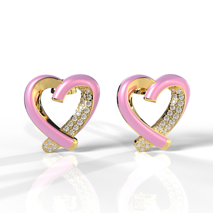 Trendy Heart Shape Partywear Stud Earrings, Hallmarked 925 Sterling Silver