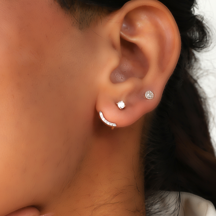 Trendy Party Wear Cuff Earrings For Womens, Hallmarked 925 Sterling Silver