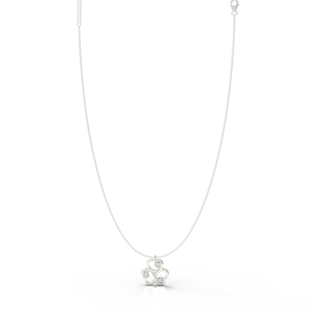 Trio Heart Pendant With Chain, Hallmarked 925 Sterling Silver
