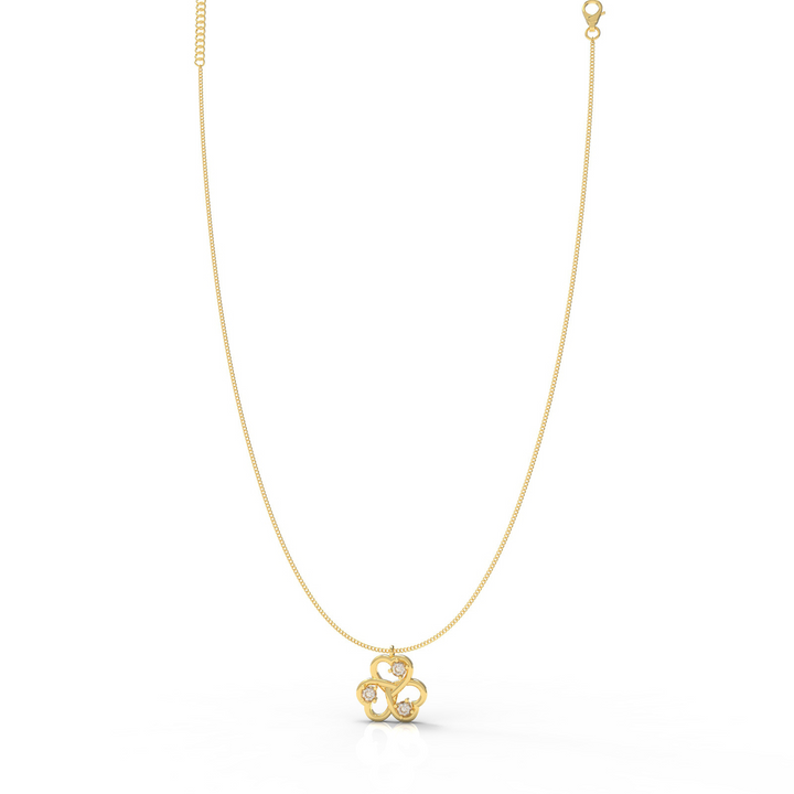 Trio Heart Pendant With Chain, Hallmarked 925 Sterling Silver