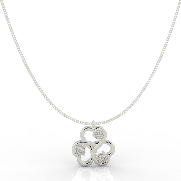 Trio Heart Pendant With Chain, Hallmarked 925 Sterling Silver