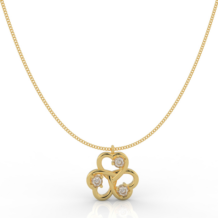 Trio Heart Pendant With Chain, Hallmarked 925 Sterling Silver