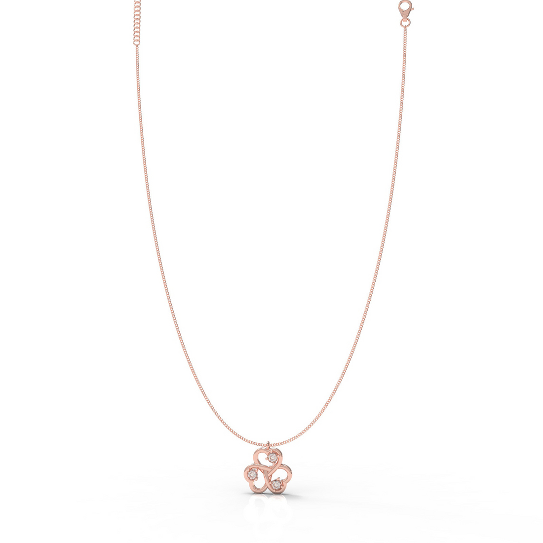 Trio Heart Pendant With Chain, Hallmarked 925 Sterling Silver