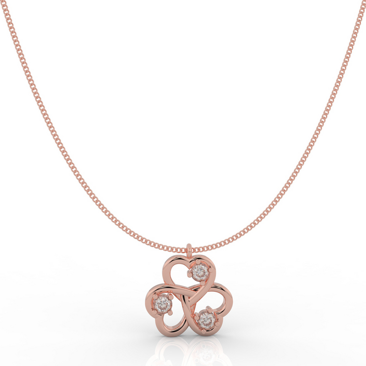Trio Heart Pendant With Chain, Hallmarked 925 Sterling Silver