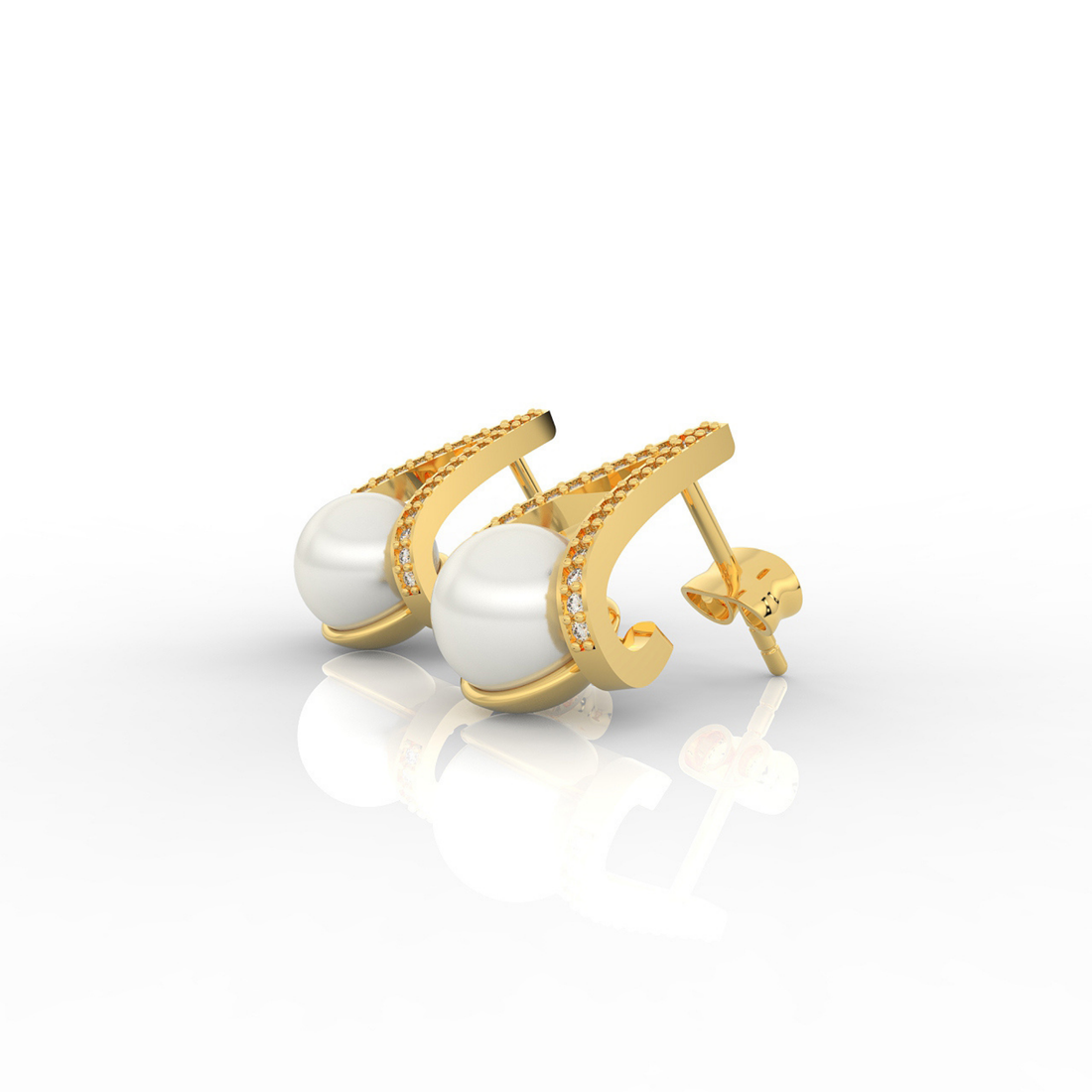 Water Pearl Drop Sparkling CZ  Stud Earring, Hallmarked 925 Sterling Silver