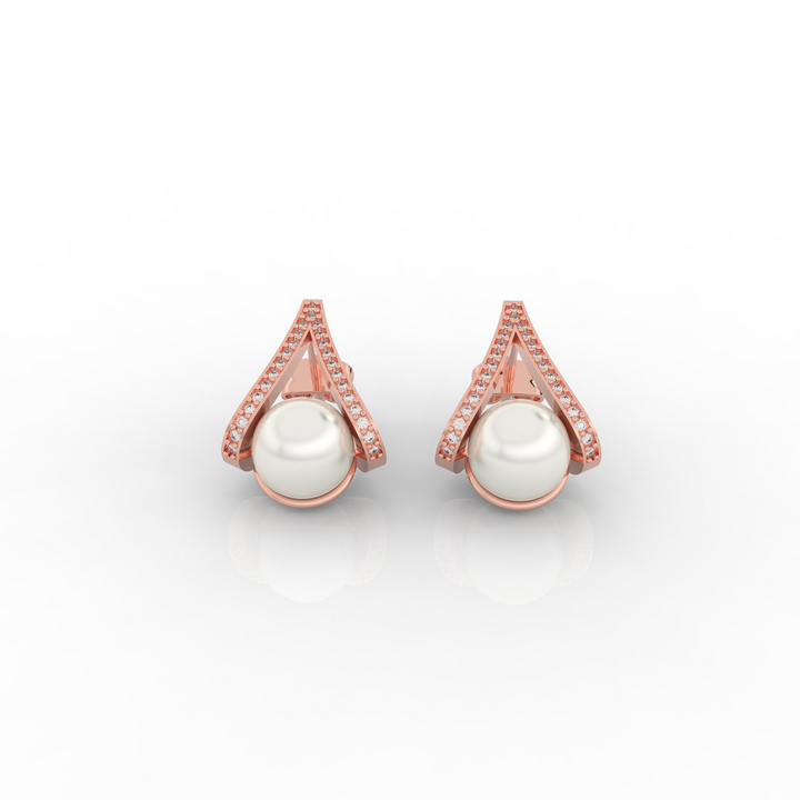 Water Pearl Drop Sparkling CZ  Stud Earring, Hallmarked 925 Sterling Silver