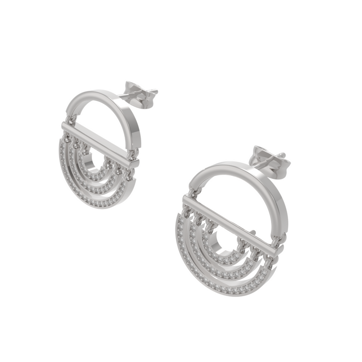 Water Twin Drop Dangle Earrings, Hallmarked 925 Sterling Silver