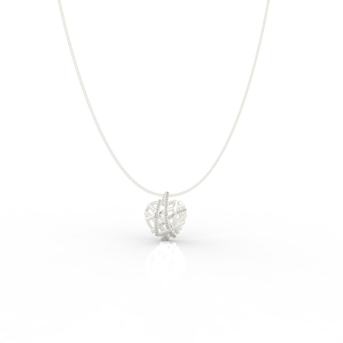 Wired Heart Shaped Pendant- Hallmarked 925 Sterling Silver