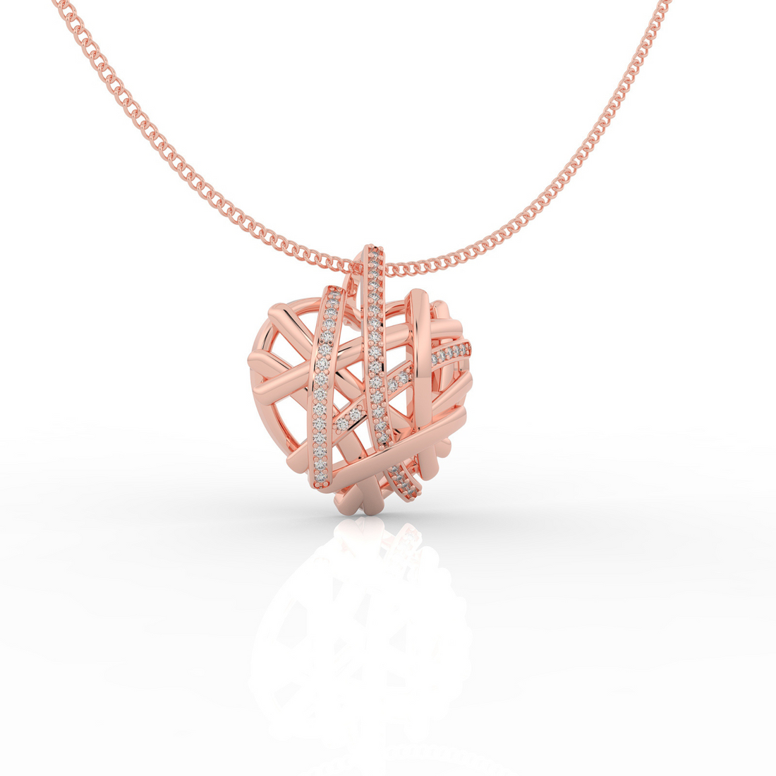Wired Heart Shaped Pendant- Hallmarked 925 Sterling Silver