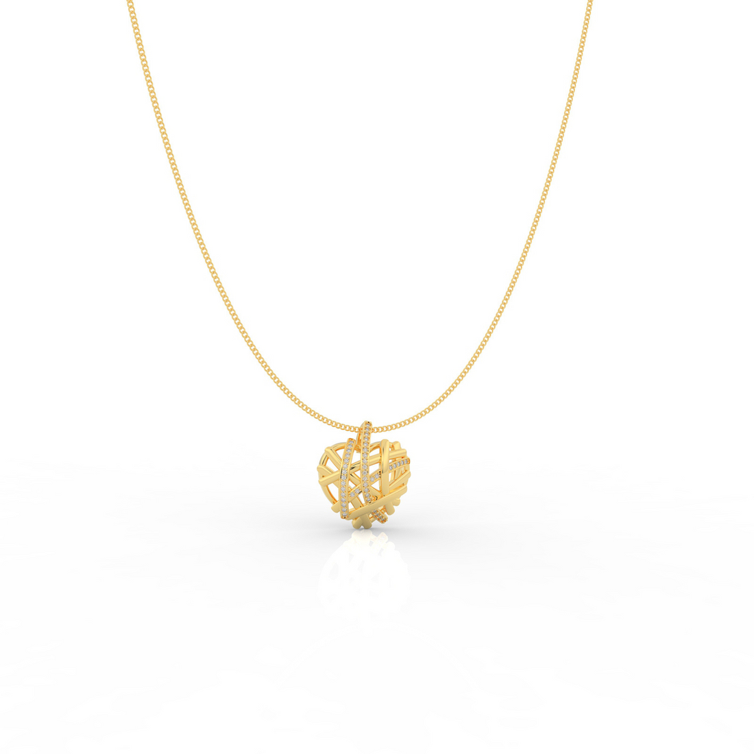 Wired Heart Shaped Pendant- Hallmarked 925 Sterling Silver