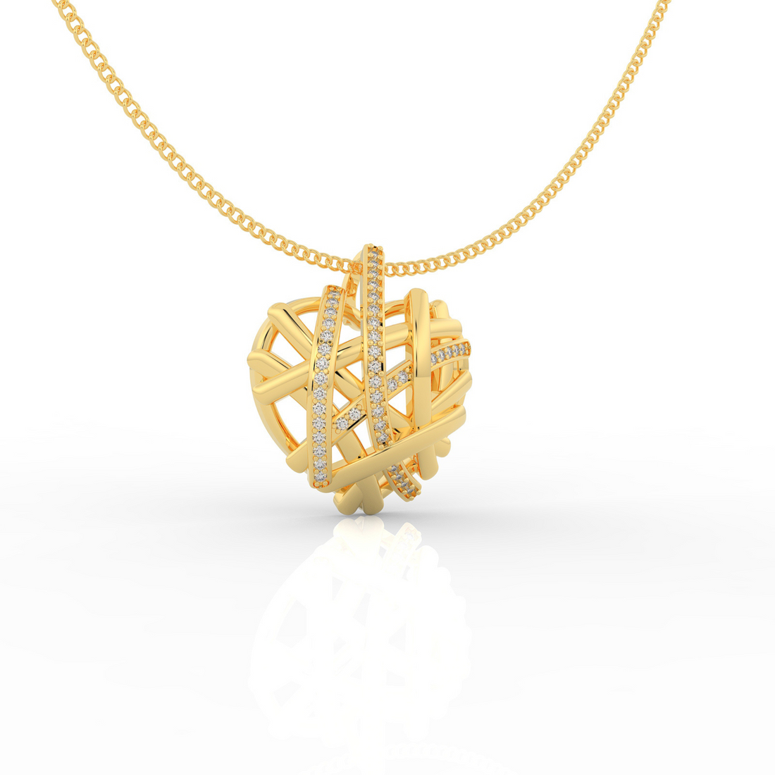 Wired Heart Shaped Pendant- Hallmarked 925 Sterling Silver