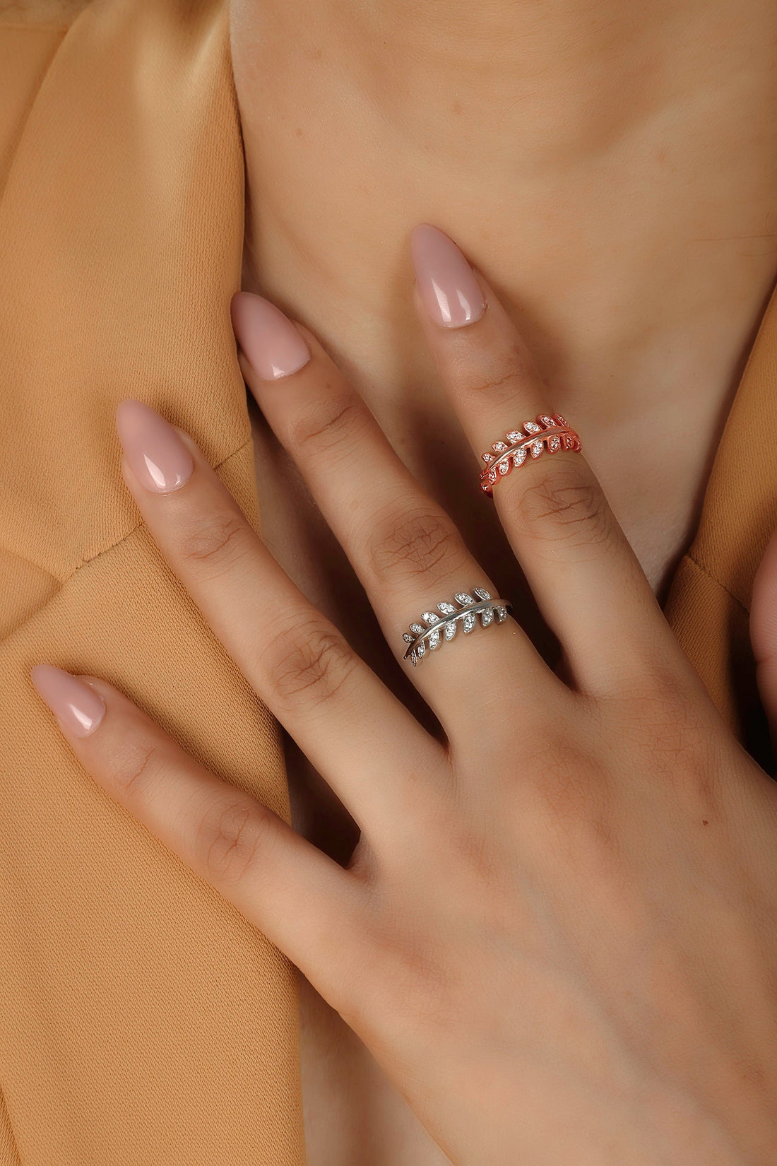 Desiring Leaf Pattern Open Ring – Hallmarked 925 Sterling Silver Rose Gold Plated | Elegant & Stylish Jewelry