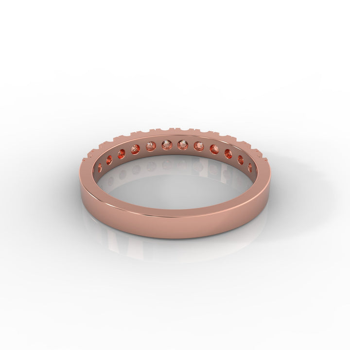 Chunky Pave Set Wedding Dome Band, Hallmarked 925 Sterling Silver Rose Gold