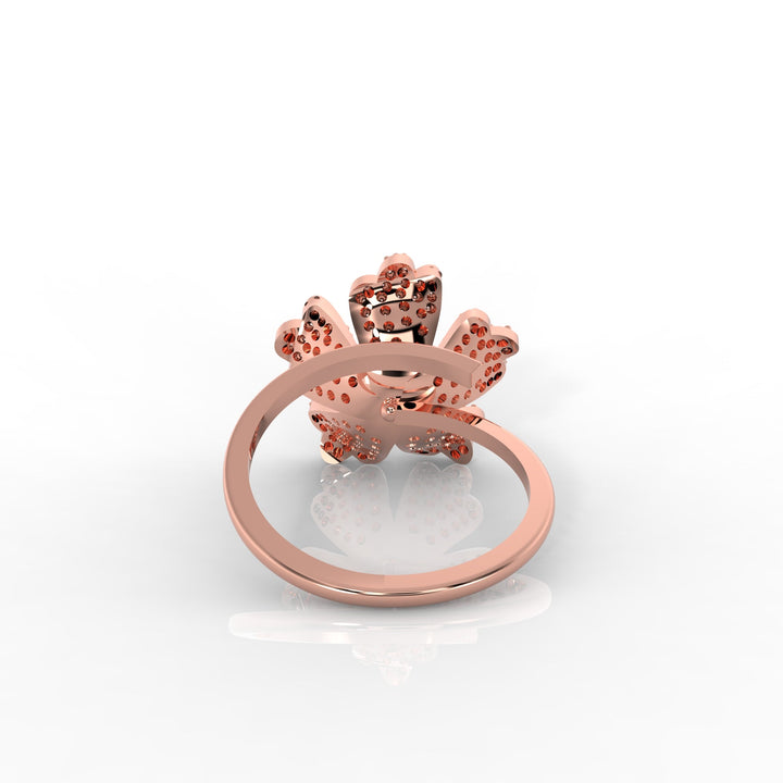 Daisy Pearl Stone Engagement Ring, Hallmarked 925 Sterling Silver Rose Gold