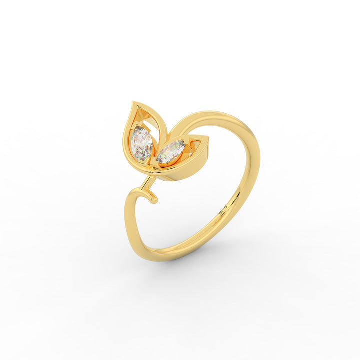 Sassy Winged Shaped Ring – Hallmarked 925 Sterling Silver Yellow Gold Plated | Bold & Elegant Jewelry