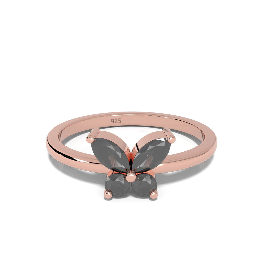 Black Butterfly Ring – Hallmarked 925 Sterling Silver Yellow Gold Plated | Bold & Stylish Jewelry