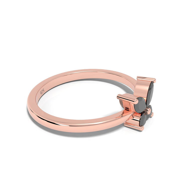 Black Butterfly Ring – Hallmarked 925 Sterling Silver Yellow Gold Plated | Bold & Stylish Jewelry
