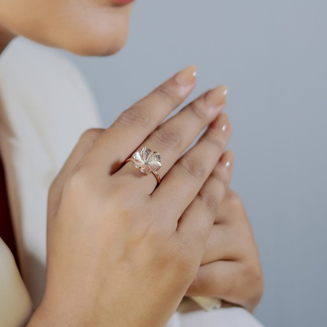 Hawaiian Bloom Flower Petal Ring – Hallmarked 925 Sterling Silver Rose Gold Plated | Elegant Party Wear Jewelry