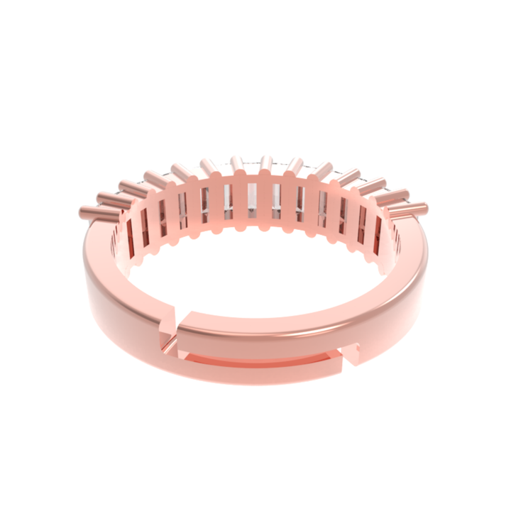 Baguette Cut Half Eternity Band Rose Gold Plated, Hallmarked 925 Sterling Silver