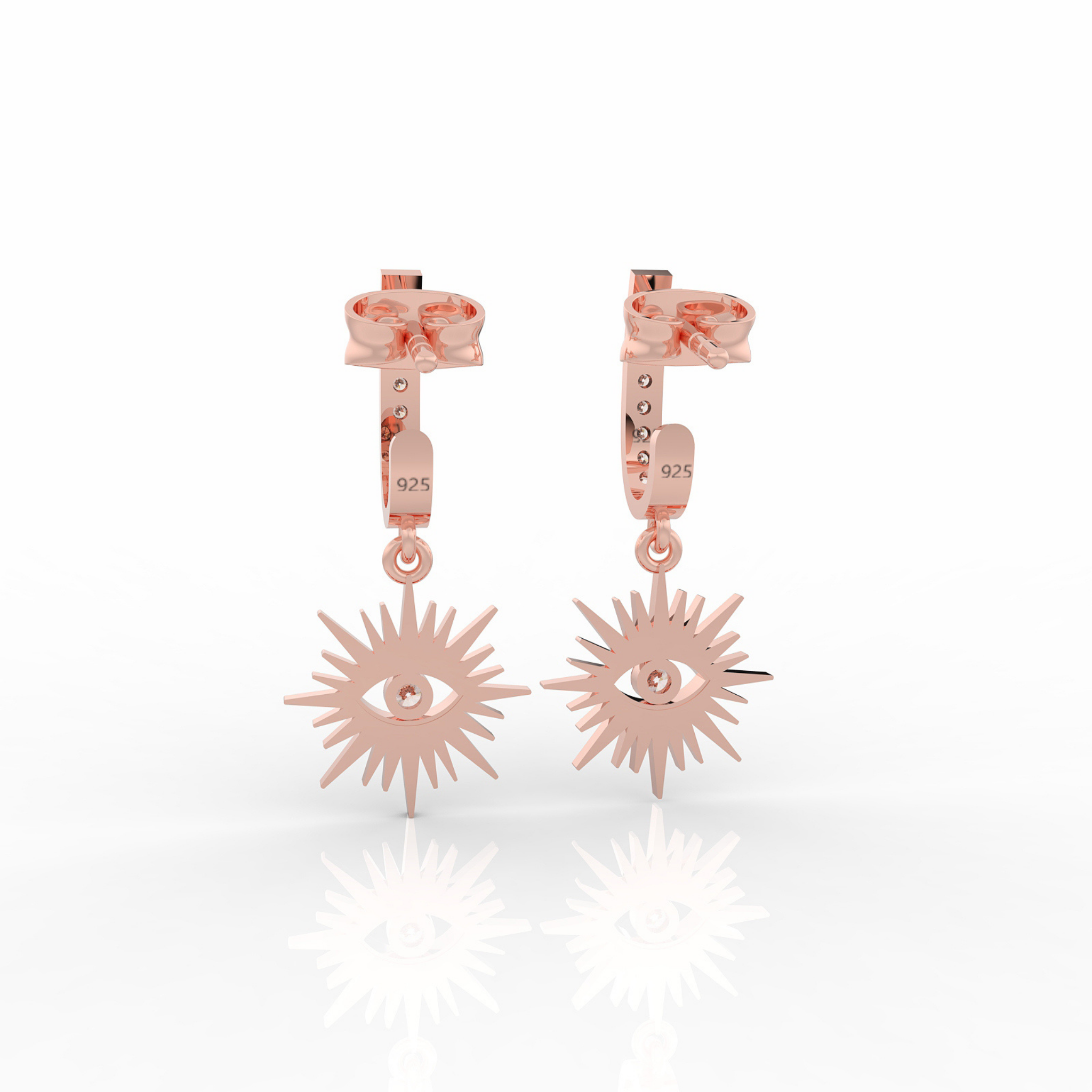 Charm Evil Eye Clip On Earrings For Diwali Gifting, Hallmarked 925 Sterling Silver