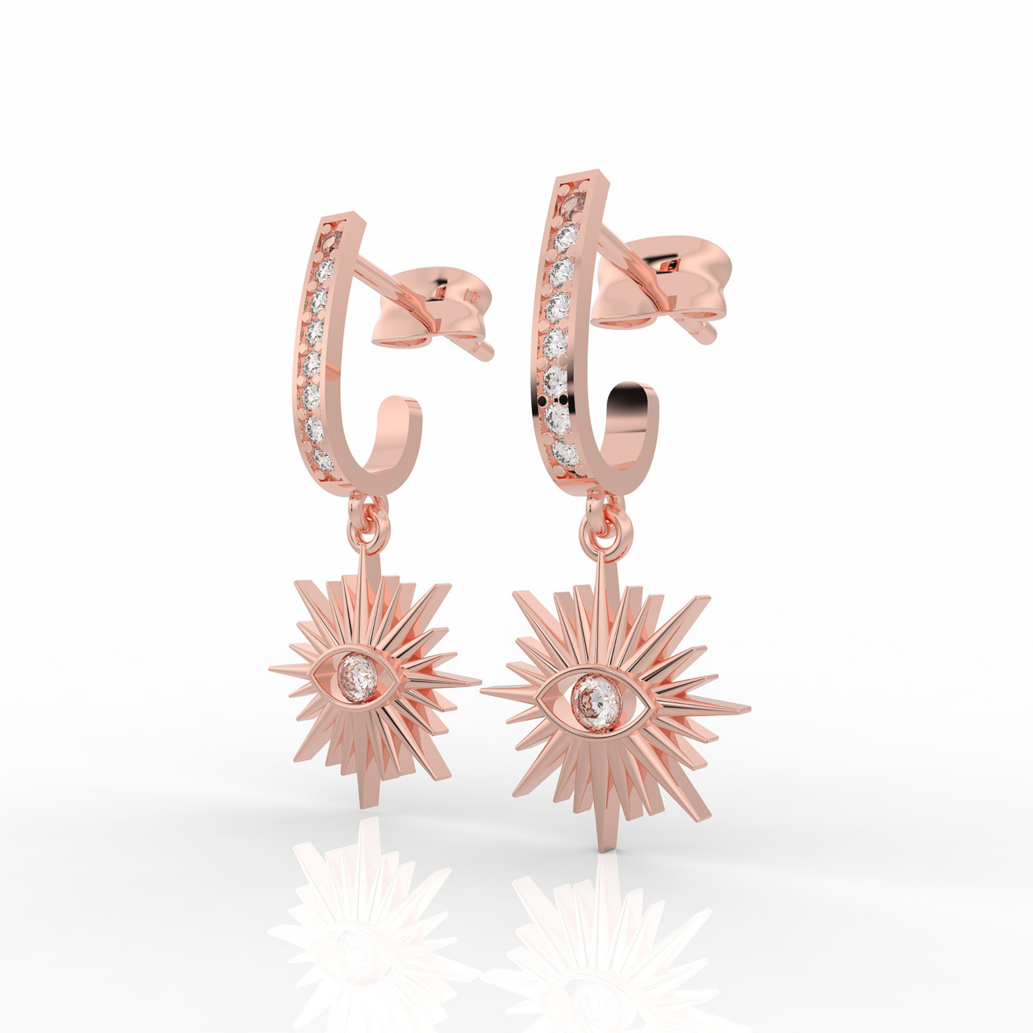 Charm Evil Eye Clip On Earrings For Diwali Gifting, Hallmarked 925 Sterling Silver