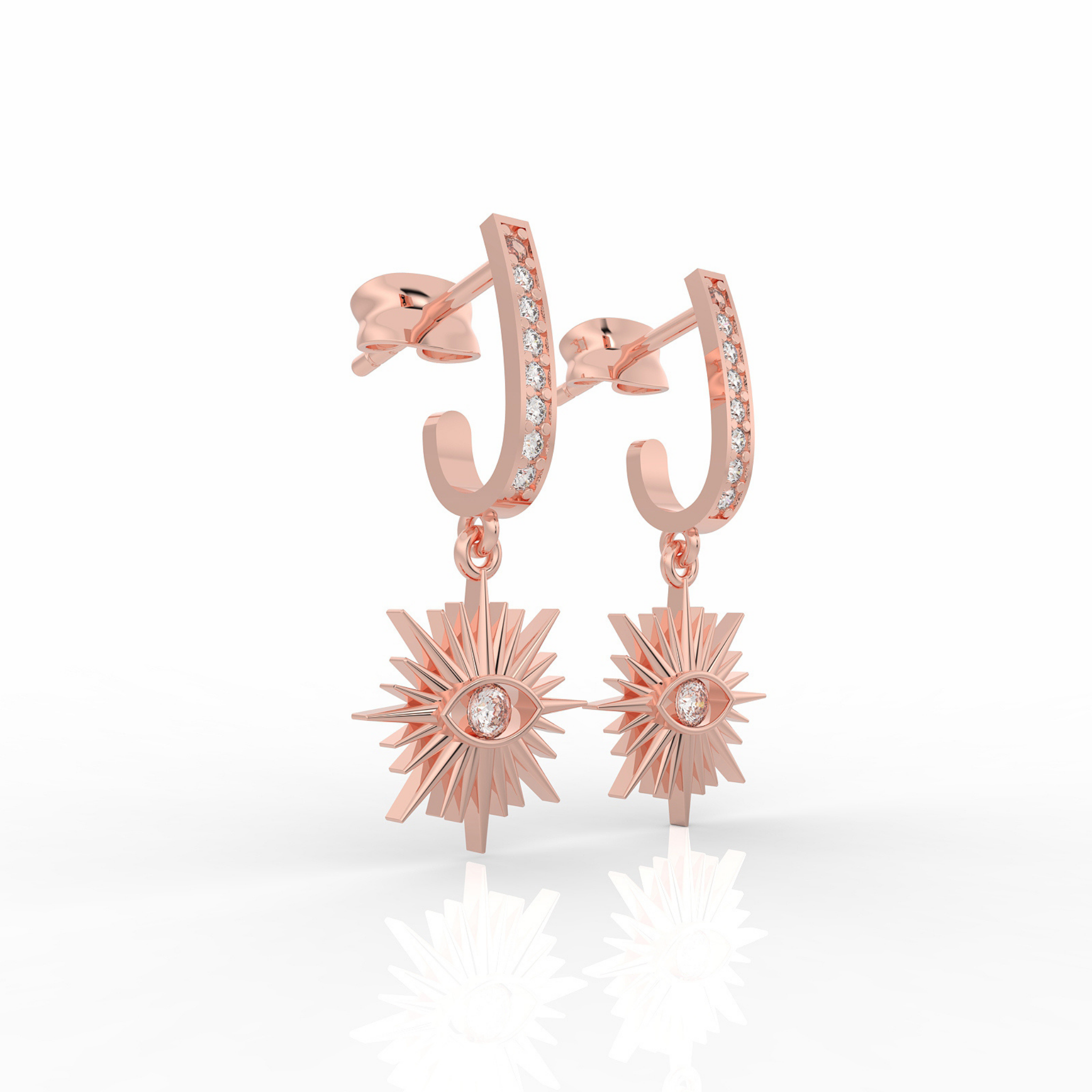 Charm Evil Eye Clip On Earrings For Diwali Gifting, Hallmarked 925 Sterling Silver