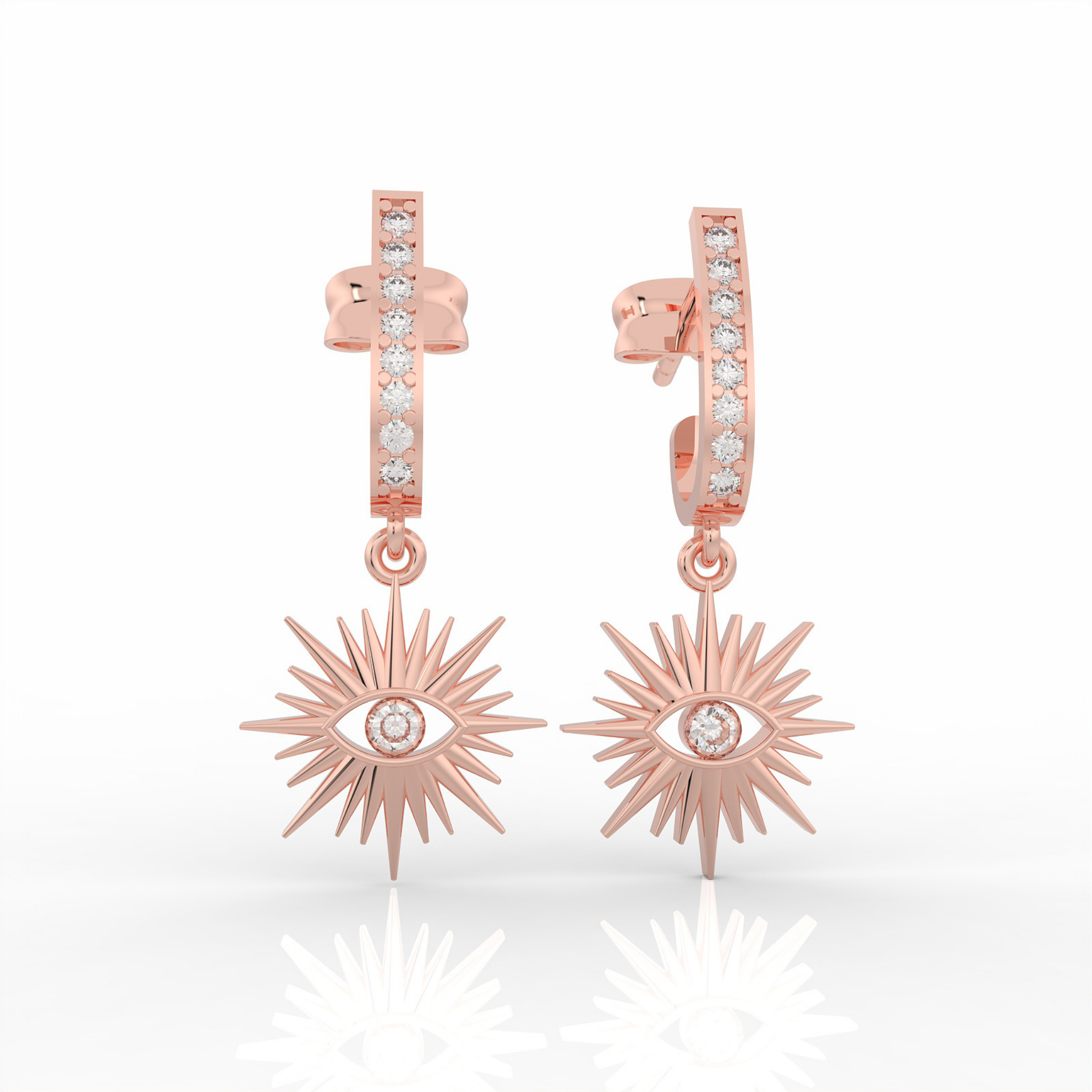 Charm Evil Eye Clip On Earrings For Diwali Gifting, Hallmarked 925 Sterling Silver