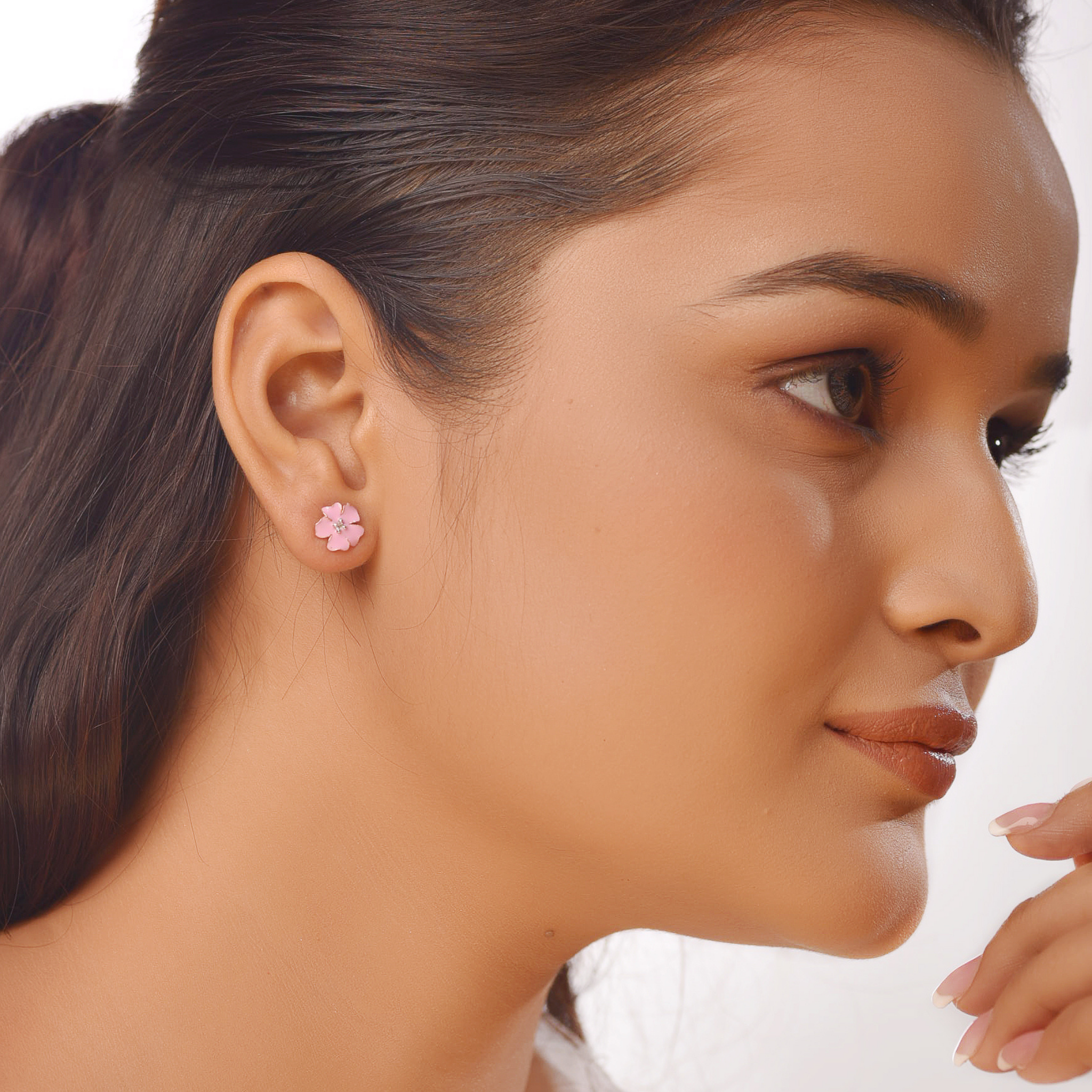 Cherry Blossom Modern Stud Earrings, Hallmarked 925 Sterling Silver