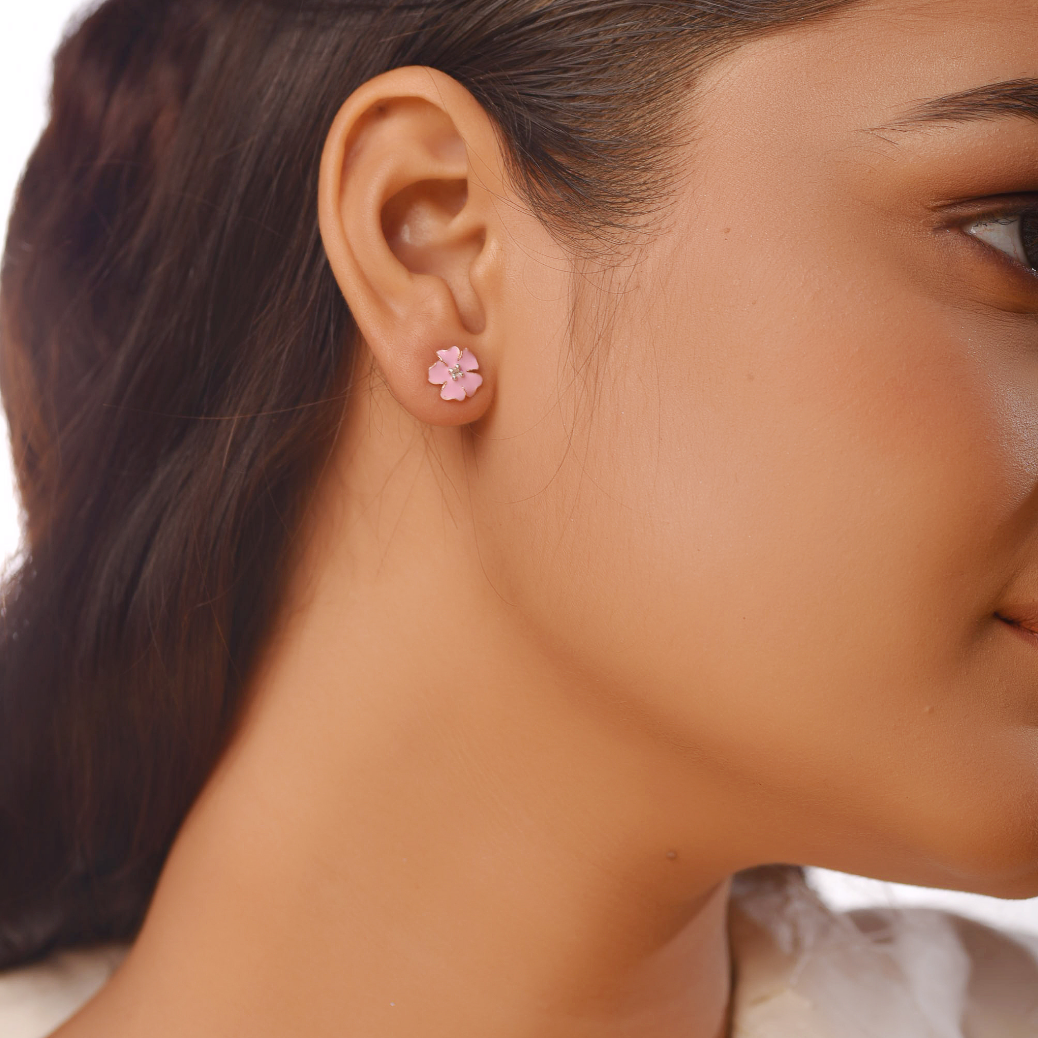 Cherry Blossom Modern Stud Earrings, Hallmarked 925 Sterling Silver