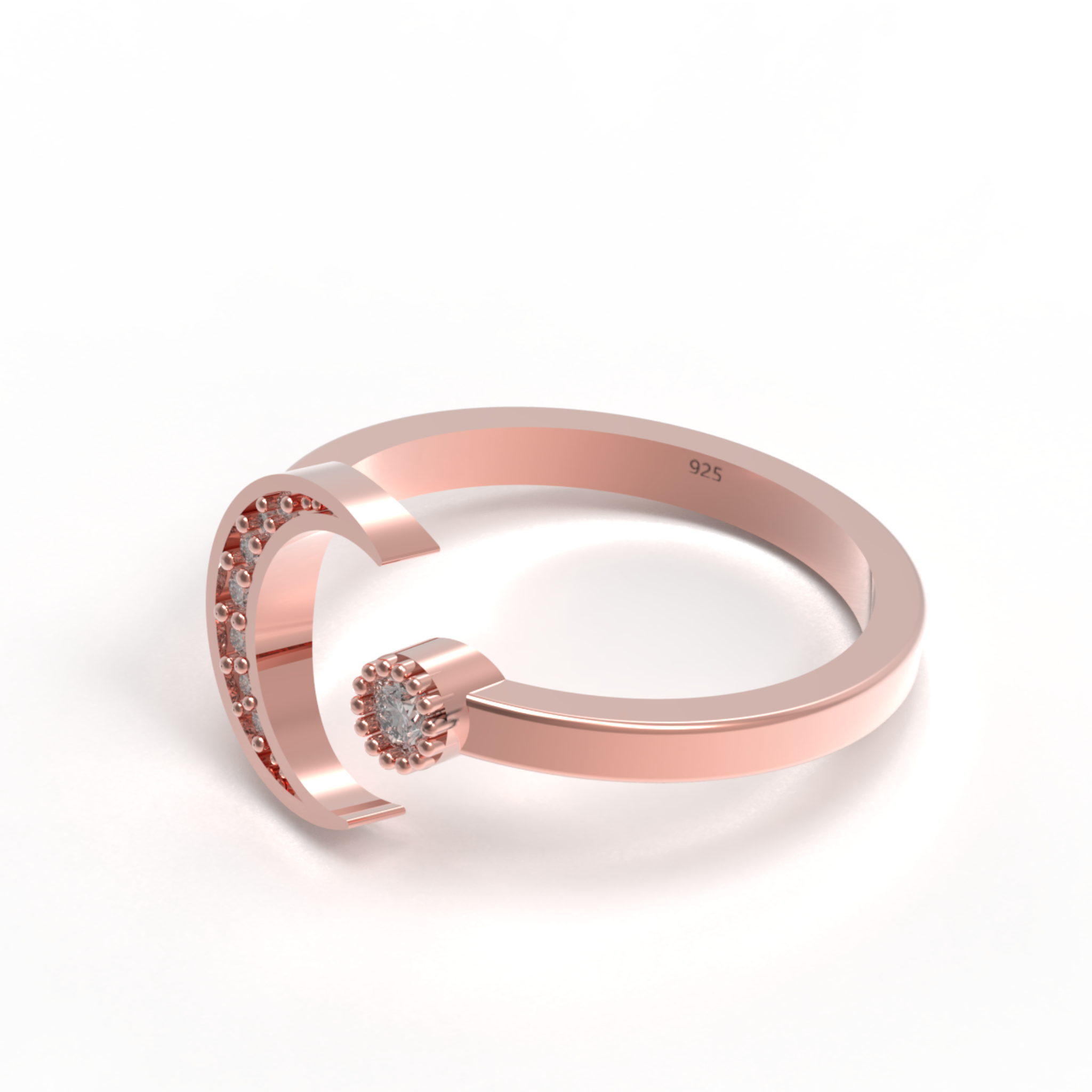 Moon And Sun Ring- Rose Gold Plated Hallmarked 925 Sterling Silver Ring