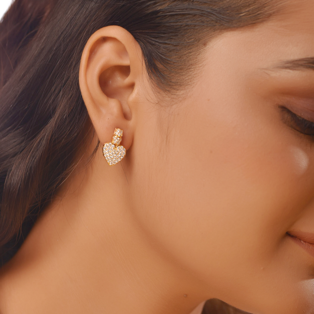 Chunky Heart Dangle Stud Earrings For Her, Hallmarked 925 Sterling Silver