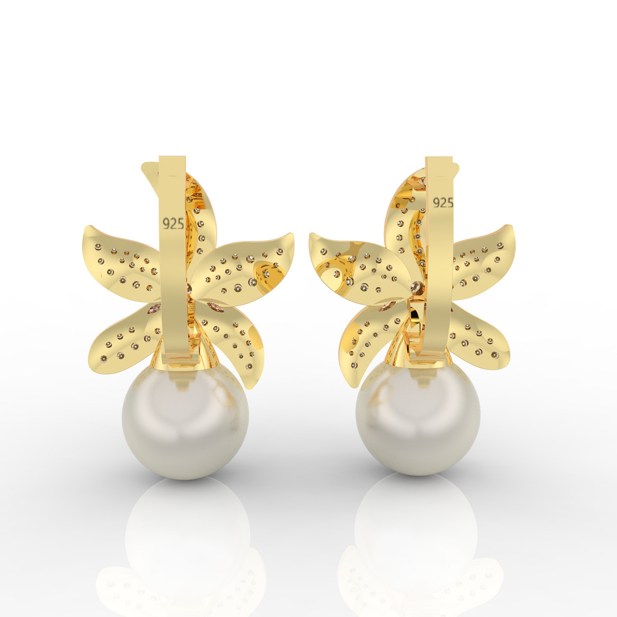 Cocktail Star Fish Pearl Dangle Earrings, Hallmarked 925 Sterling Silver