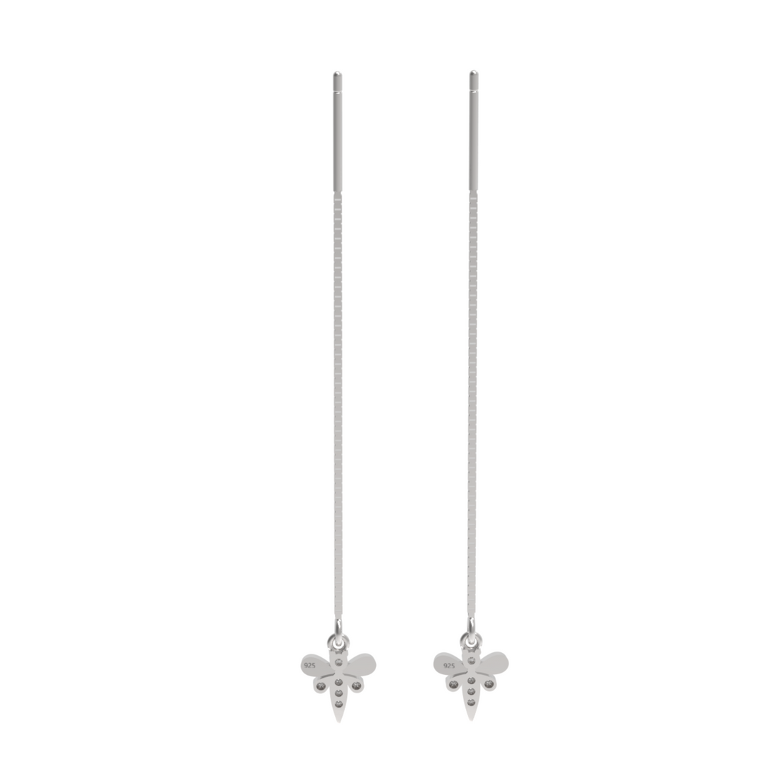 Cute Insect Bee Threader Drop Earrings, Hallmarked 925 Sterling Silver