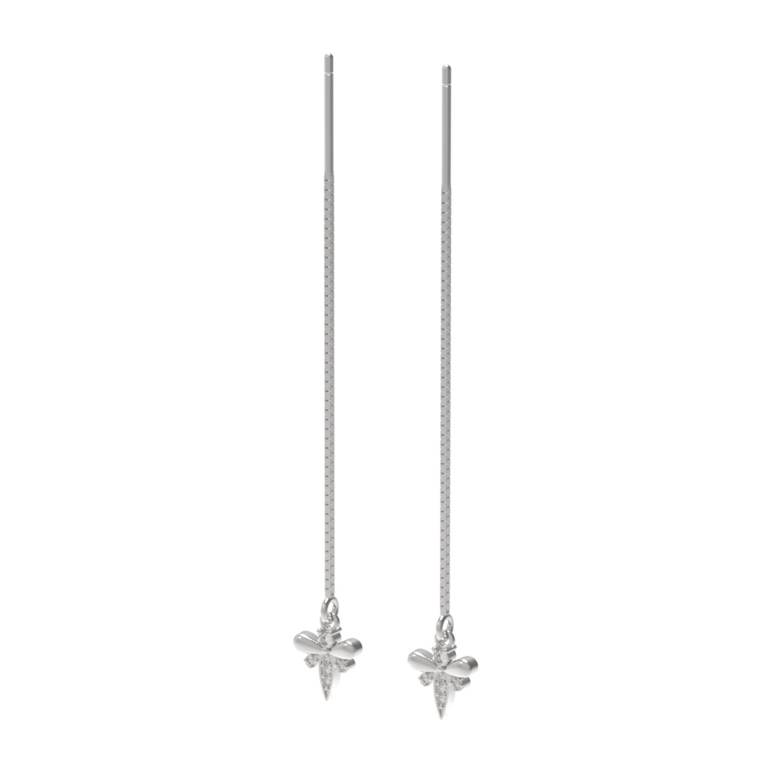 Cute Insect Bee Threader Drop Earrings, Hallmarked 925 Sterling Silver
