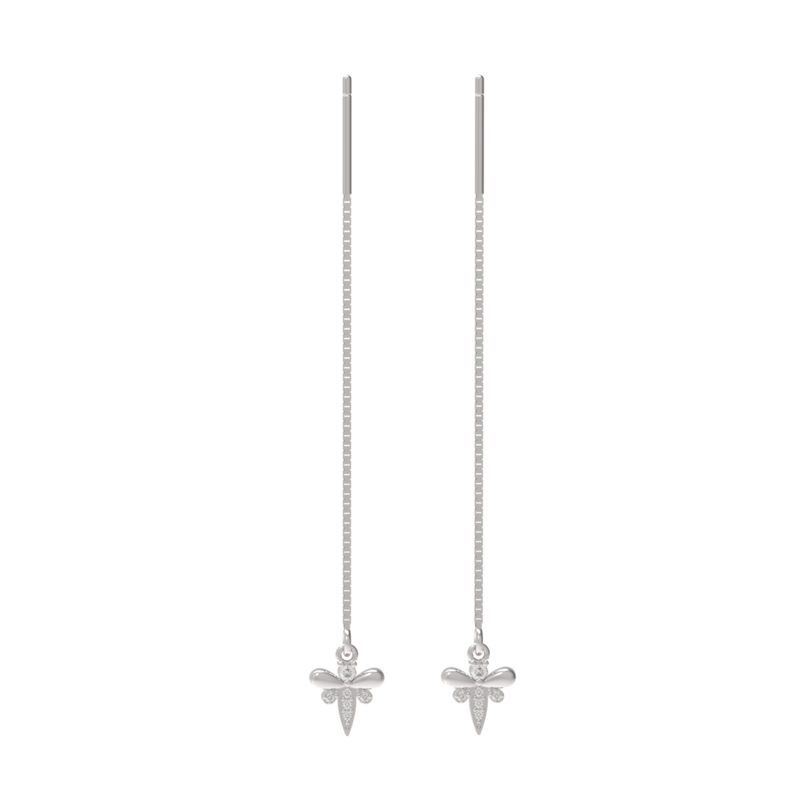 Cute Insect Bee Threader Drop Earrings, Hallmarked 925 Sterling Silver