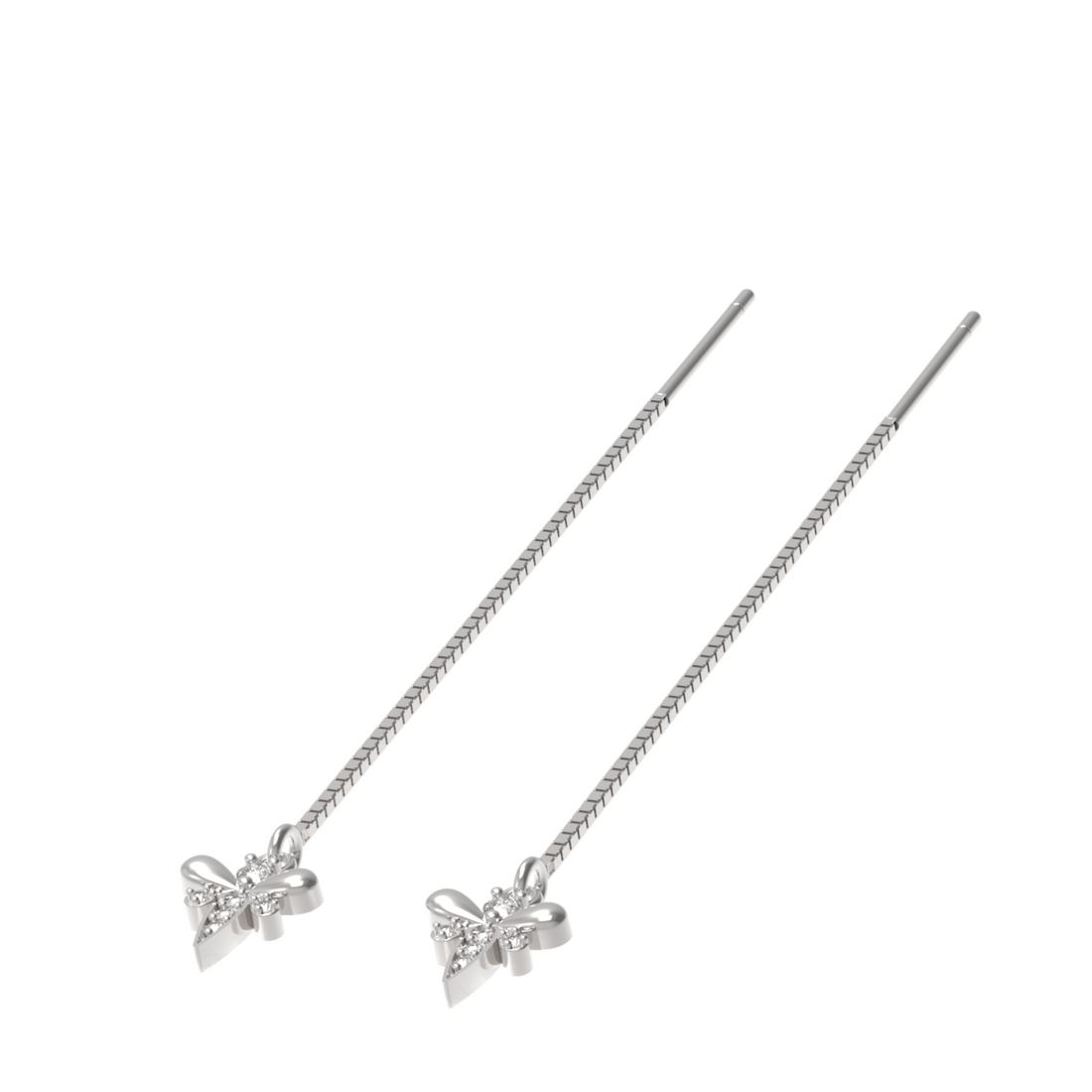 Cute Insect Bee Threader Drop Earrings, Hallmarked 925 Sterling Silver