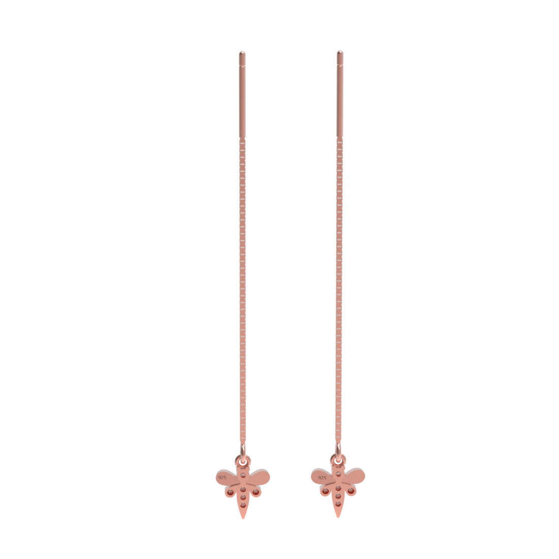 Cute Insect Bee Threader Drop Earrings, Hallmarked 925 Sterling Silver